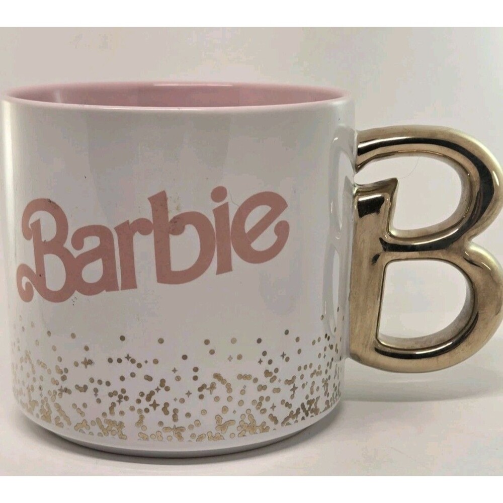 Zak Designs Barbie Mug with Gold B Handle, Mattel Ceramic Coffee Cup